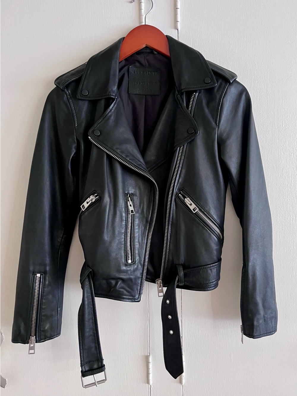 Pristine All Saints Balfern Black Leather Biker Jacket